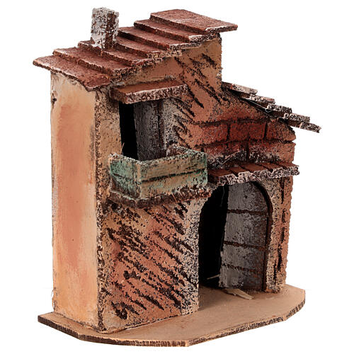 Casetta due piani presepe 6 cm Napoli 15x15x8 cm 3
