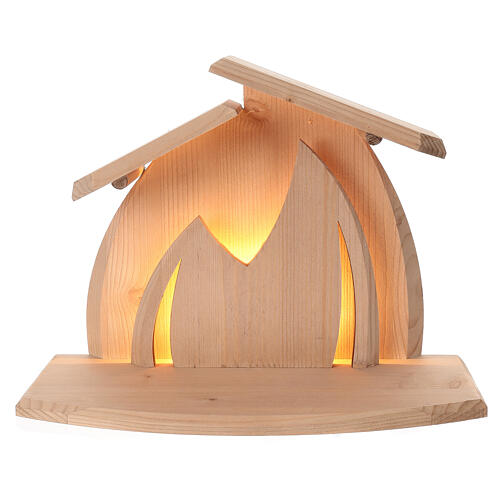 Presepe Altea legno Valgardena natività Rudolf 3 pezzi colorato LED 6