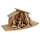 Val Gardena Nativity Scene with "Altea" stable and painted "Rudolf" figurines, set of 13 pieces of 9 cm s6