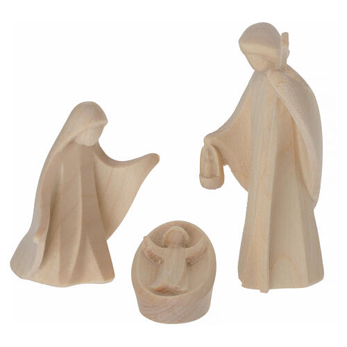 Natural wood Nativity Scene of Val Gardena, "Altea" stable with 7 cm "Aram" Nativity 2