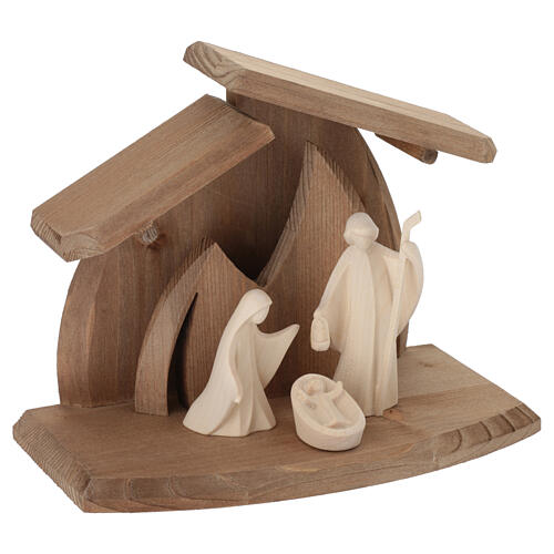 Natural wood Nativity Scene of Val Gardena, "Altea" stable with 7 cm "Aram" Nativity 4