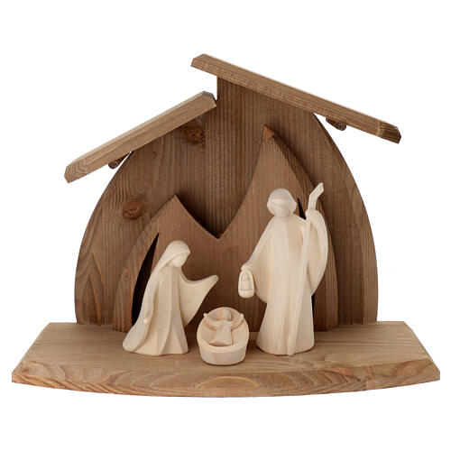 Val Gardena Nativity Scene with "Aram" Holy Family of 13 cm, natural wood 1