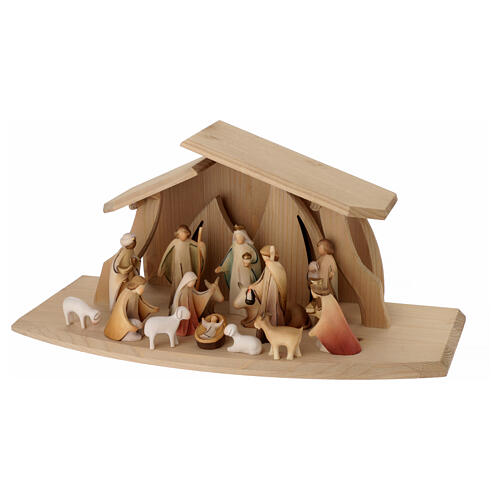 Val Gardena Nativity Scene with Altea stable and Aram figurines of 7 cm, set of 16 painted characters 3