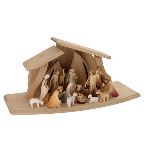 Val Gardena Nativity Scene with Altea stable and Aram figurines of 7 cm, set of 16 painted characters 6