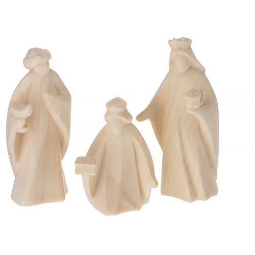 Val Gardena Nativity Scene with Altea stable and 7 cm Aram figurines, set of 16 with natural finish 4