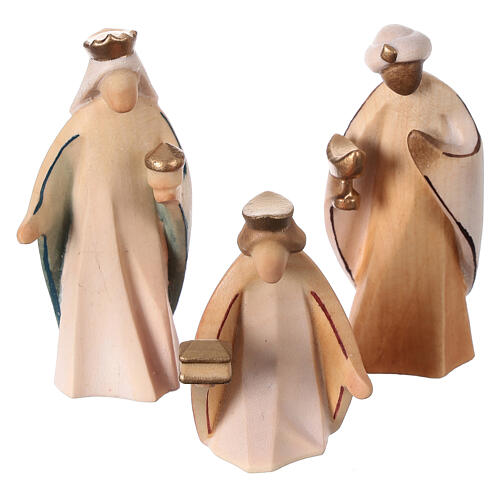 Painted Val Gardena Nativity Scene "Altea" with 7 cm "Aram" characters, set of 16 pieces, LED light 4