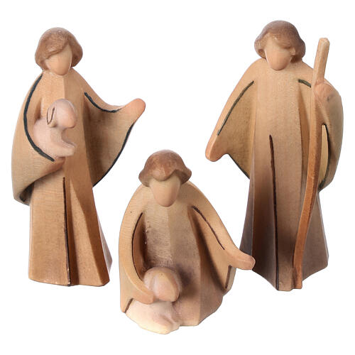 Painted Val Gardena Nativity Scene "Altea" with 7 cm "Aram" characters, set of 16 pieces, LED light 6