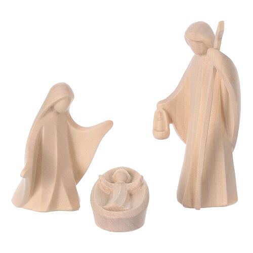 Val Gardena Nativity Scene "Altea" with 7 cm "Aram" characters, set of 16 pieces, LED light, natural wood 2