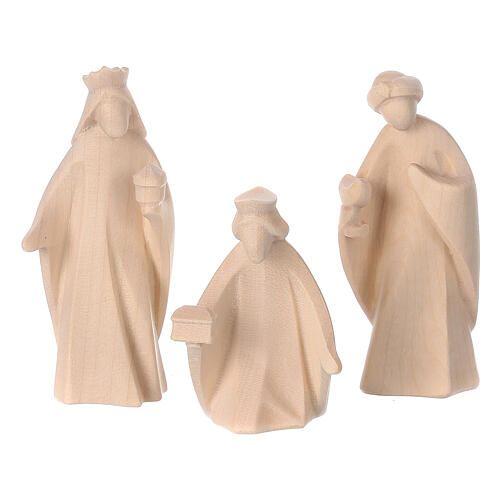 Val Gardena Nativity Scene "Altea" with 7 cm "Aram" characters, set of 16 pieces, LED light, natural wood 4