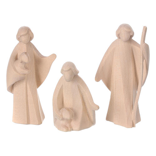 Val Gardena Nativity Scene "Altea" with 7 cm "Aram" characters, set of 16 pieces, LED light, natural wood 6