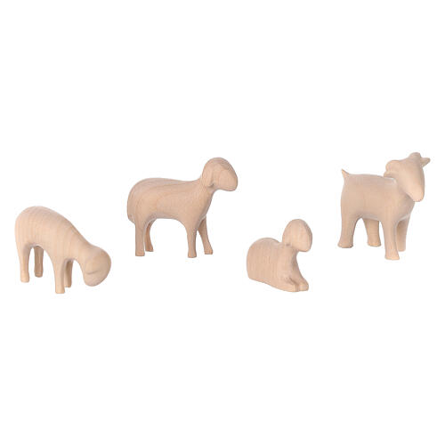 Val Gardena Nativity Scene "Altea" with 7 cm "Aram" characters, set of 16 pieces, LED light, natural wood 10