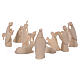 Val Gardena Nativity Scene "Altea" with 7 cm "Aram" characters, set of 16 pieces, LED light, natural wood s9