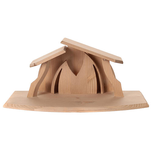 Crèche Aram 16 pcs Val Gardena 7 cm avec cabane Altea bois naturel LED 12