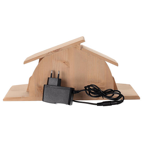 Crèche Aram 16 pcs Val Gardena 7 cm avec cabane Altea bois naturel LED 13