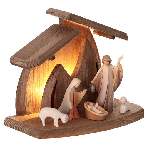 Komplettkrippe, Stall Altea, 7 cm Aram-Figurenserie, 6-teilig, Holz lasiert/koloriert, mit LED-Beleuchtung, Grödner Kunsthandwerk 5