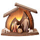 Val Gardena painted Nativity Scene "Altea" with "Aram" characters of 7 cm, LED light s1