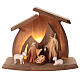 Painted Nativity Scene of Val Gardena "Altea" with "Aram" characters and LED light, figurines of 10 cm s1