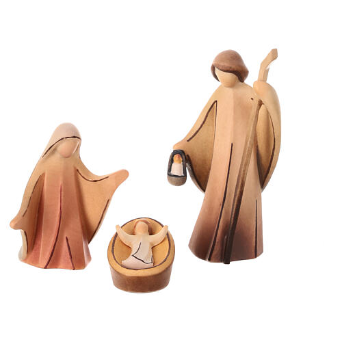 Colored Holy Family Val Gardena Altea Aram with LED 10 cm 3