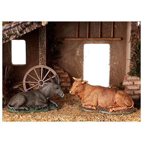 Stable with 10 cm Moranduzzo Nativity Scene and fountain 4