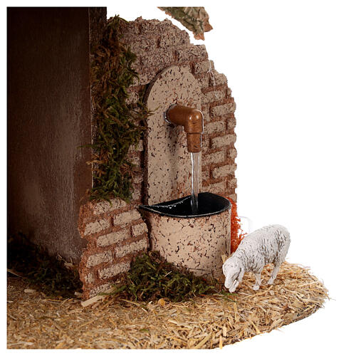 Stable with 10 cm Moranduzzo Nativity Scene and fountain 6