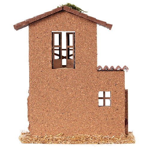 Fachada casa cortiça com balcão 15x20x5 cm presépio 6 cm 4