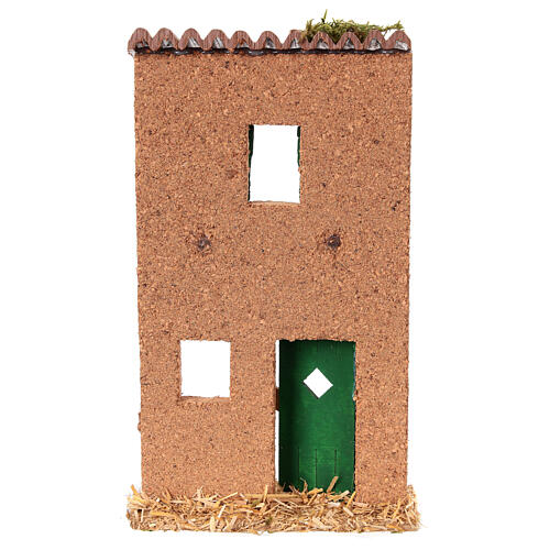 Hausfassade aus Kork mit aufgehängter Wäsche – 10 × 20 × 5 cm – für 6 cm Krippe 4