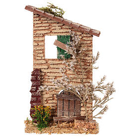 House frontage with tree, 10x20x5 cm, for 6 cm Nativity Scene