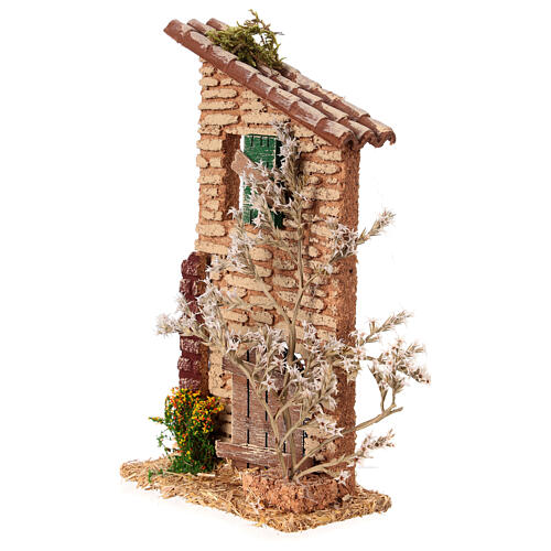 House frontage with tree, 10x20x5 cm, for 6 cm Nativity Scene 2