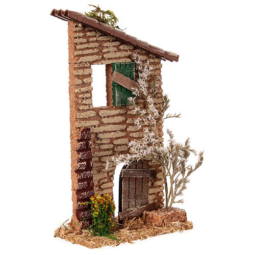 House frontage with tree, 10x20x5 cm, for 6 cm Nativity Scene 3