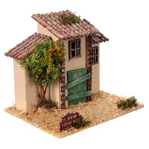 Rural house with tree, 20x15x15 cm, for 6 cm Nativity Scene 3