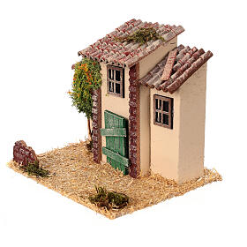 Rural block of houses with tree 20x15x15 cm nativity scene 6 cm