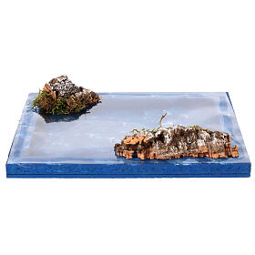 Meeresstück mit Felsen und Algen – 15 × 20 cm, FSC, Krippenzubehör