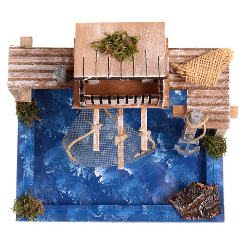 Portion de mer : cabane pêcheur avec mer 20x15x15 cm crèche 6 cm 2