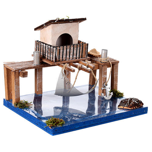 Portion de mer : cabane pêcheur avec mer 20x15x15 cm crèche 6 cm 4