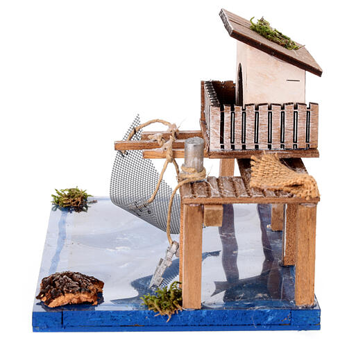 Portion de mer : cabane pêcheur avec mer 20x15x15 cm crèche 6 cm 5