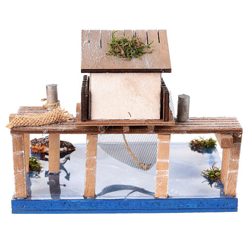 Portion de mer : cabane pêcheur avec mer 20x15x15 cm crèche 6 cm 6