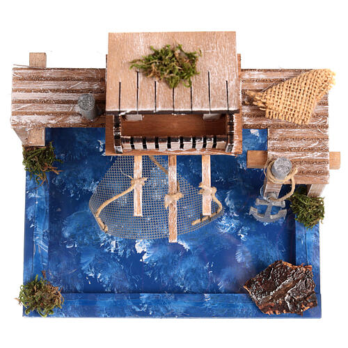 Odcinek morza: trabocco z fragmentem morza, 20x15x15 cm, do szopki 6 cm 2
