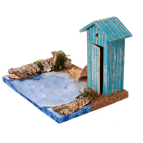 Trecho de mar: cabine de praia com mar 20x15x15 cm presépio 6 cm 3