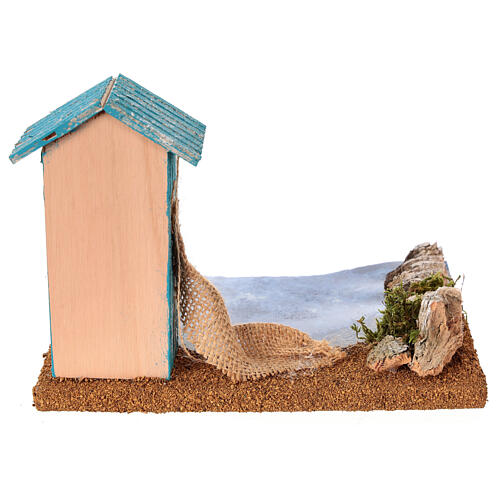 Trecho de mar: cabine de praia com mar 20x15x15 cm presépio 6 cm 5