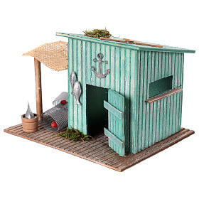 Fischerhütte – 15 × 20 × 10 cm – für 6 cm Krippe