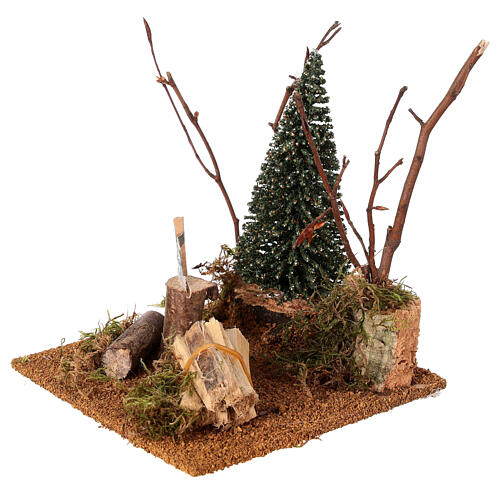 Lumberjack's corner in the woods, 10x10 cm, for 10 cm Nativity Scene 2