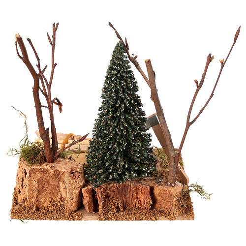 Lumberjack's corner in the woods, 10x10 cm, for 10 cm Nativity Scene 4