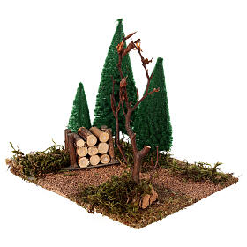 Coin avec forêt et tas de bois 20x15x15 cm crèche 10 cm