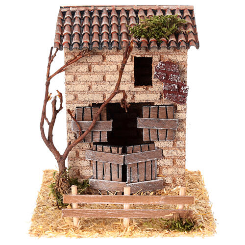 Stalla con mattoni chiari 15x15x15 cm presepe 6-8 cm 1