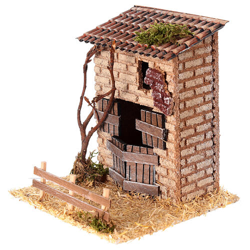 Stalla con mattoni chiari 15x15x15 cm presepe 6-8 cm 2
