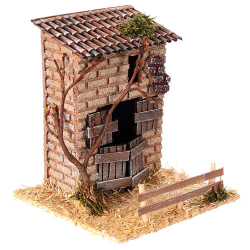 Stalla con mattoni chiari 15x15x15 cm presepe 6-8 cm 3