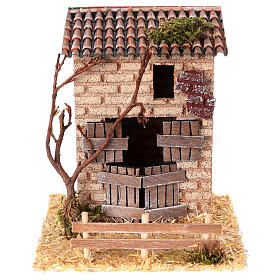 Shed with light bricks 15x15x15 cm nativity scene 6-8 cm