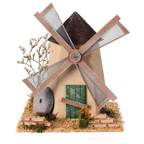Mulino a vento funzionante in stile nordico 15x20x15 cm 1