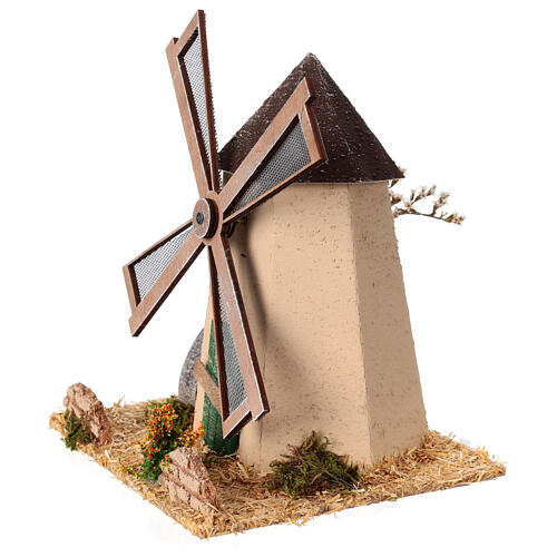 Mulino a vento funzionante in stile nordico 15x20x15 cm 2
