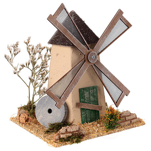 Mulino a vento funzionante in stile nordico 15x20x15 cm 3